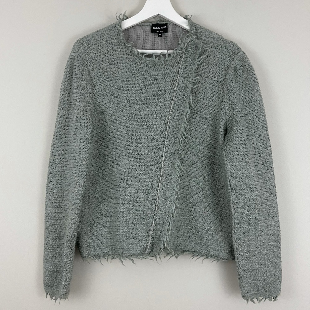Giorgio Armani Alpaca Silk Knit Zip Front Jacket